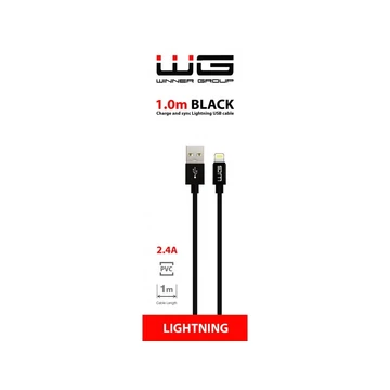 WG Adatkábel USB-A / Lightning |fekete | 2,4A | 100 cm