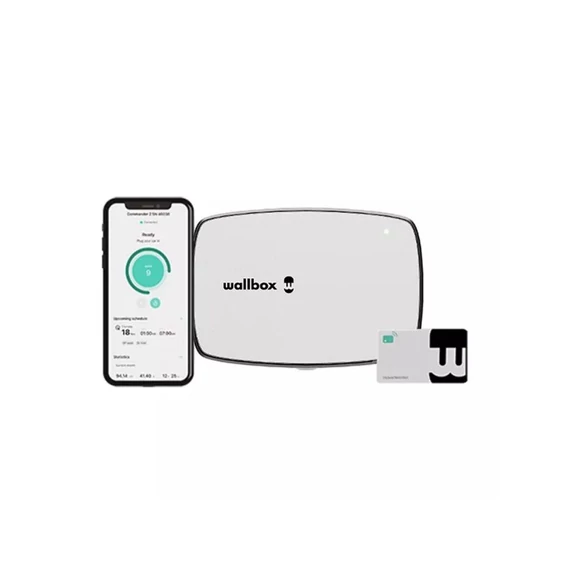 Wallbox Commander 2s elektromos autó fali töltő 5 méter | Type2 | 22kW | fehér