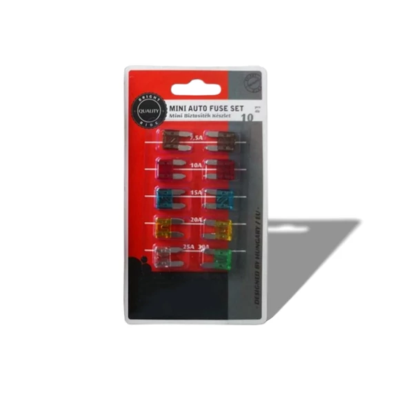 Biztosíték készlet késes, mini, 10db-os bliszter