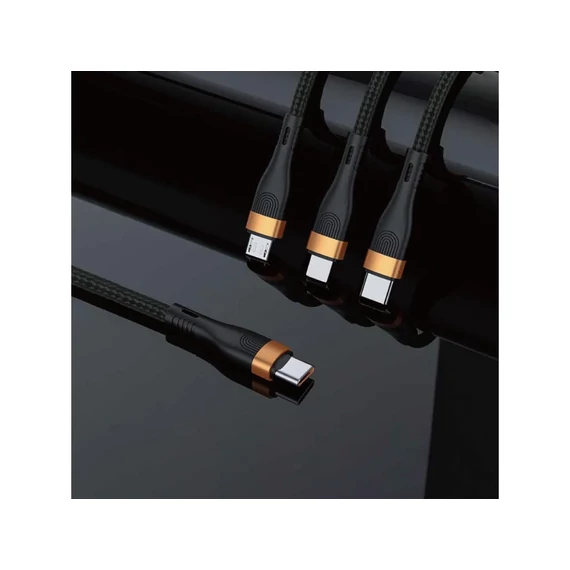 WG Adatkábel 3 az 1-ben | USB Type-C to USB Type-C / Lightning / Micro-USB | fekete | 5A | 150 cm