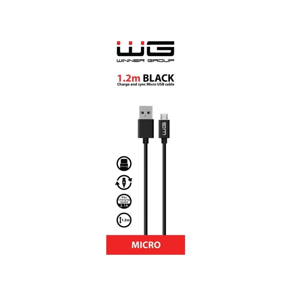 WG Adatkábel USB-A / Micro-USB | fekete | 2,1A | 100 cm