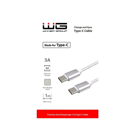 WG Adatkábel USB Type-C / USB Type-C | fehér | 3A | 100 cm